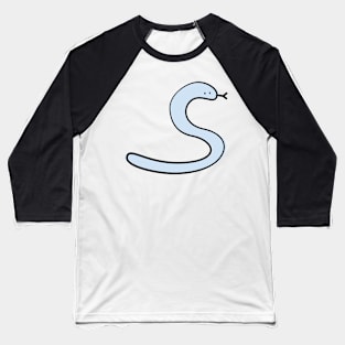 Cute Silly Simple Minimalist Pastel Blue Snake Pattern Baseball T-Shirt